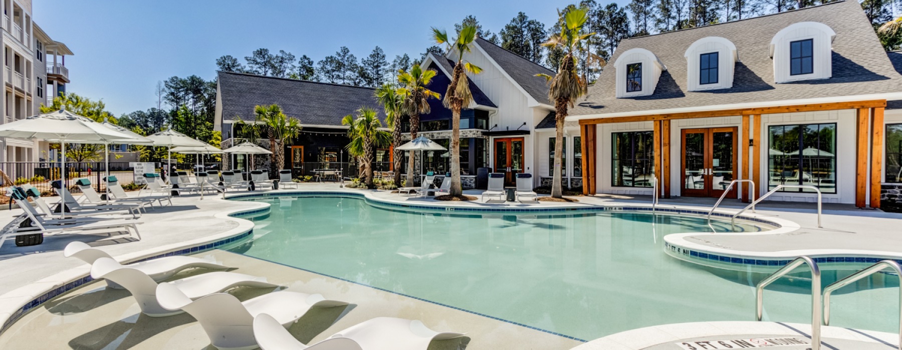 Pool with chaise loungers